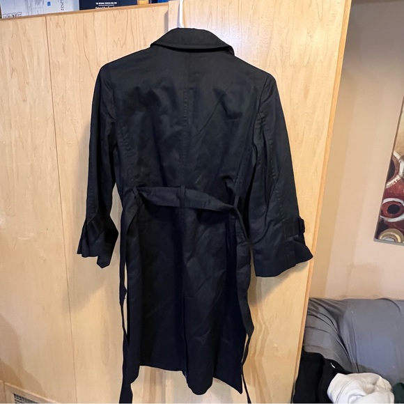 NWT198$ Ann Taylor Wmn Wool Coat Jacket Large Black Snap Button Belted Soft Hip - Picture 5 of 5